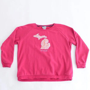 Vintage Artisans The Art Of Apparel Pink Michigan Map Crewneck Sweater 2Xl